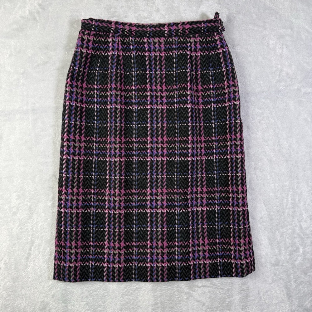 Vintage‎ Pendleton Plaid 100% Wool Mini Skirt Size 4 Pink Black Preppy Academic